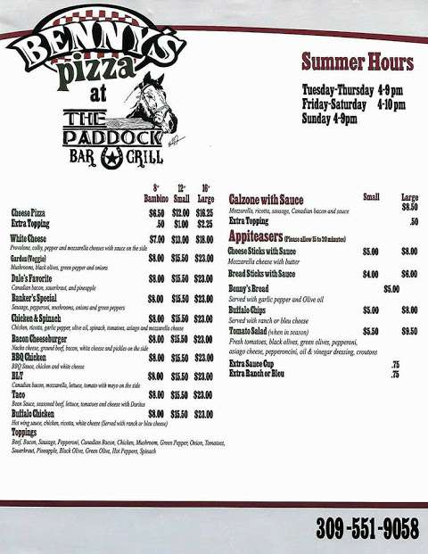 Benny's Pizza at the Paddock Bar & Grill